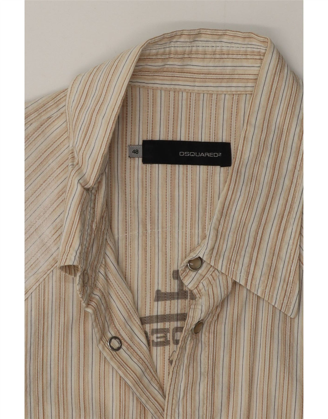 Camicia a maniche corte grafica da uomo Dsquared2 IT 48 Small Beige Striped