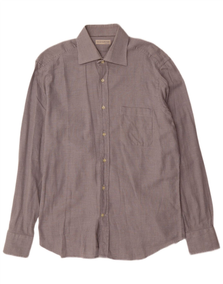 Camicia da uomo Krizia Uomo taglia 42 16 1/2 grande cotone a quadri grigi