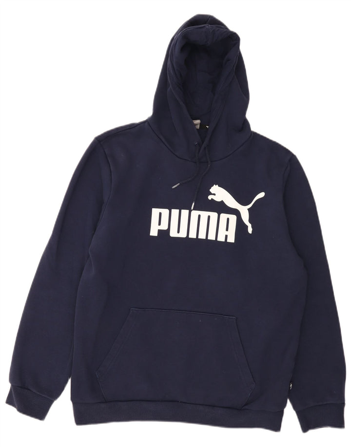 Felpa con cappuccio grafica da uomo Puma media cotone blu navy