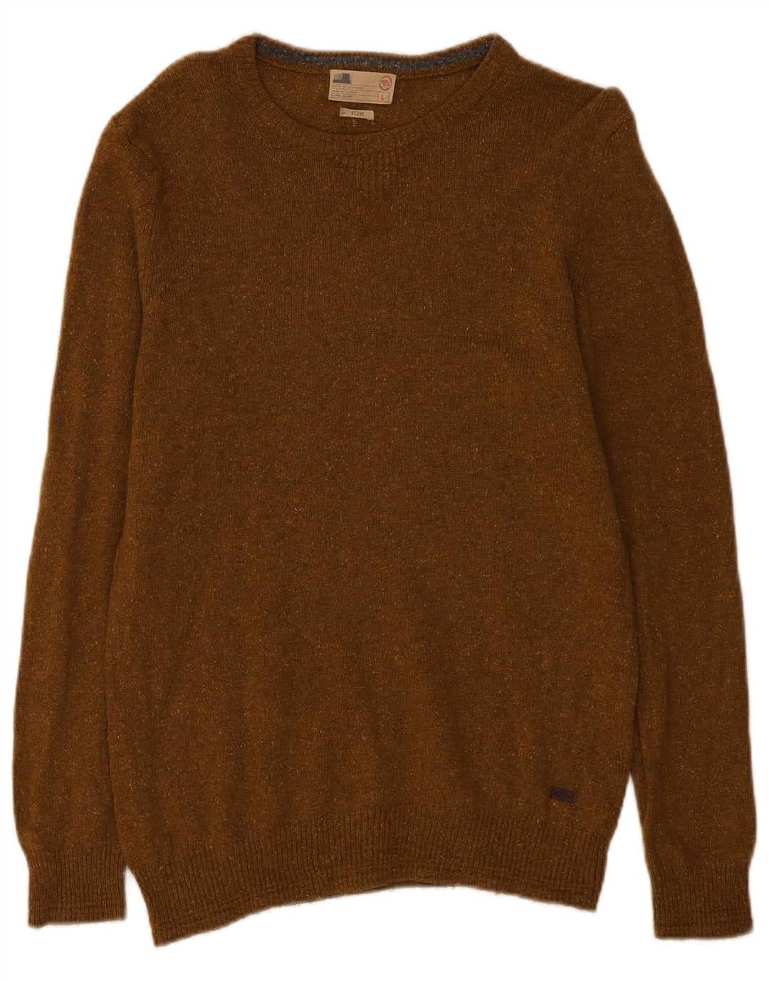 Maglione maglione girocollo da uomo Marks & Spencer grande lana screziata color kaki