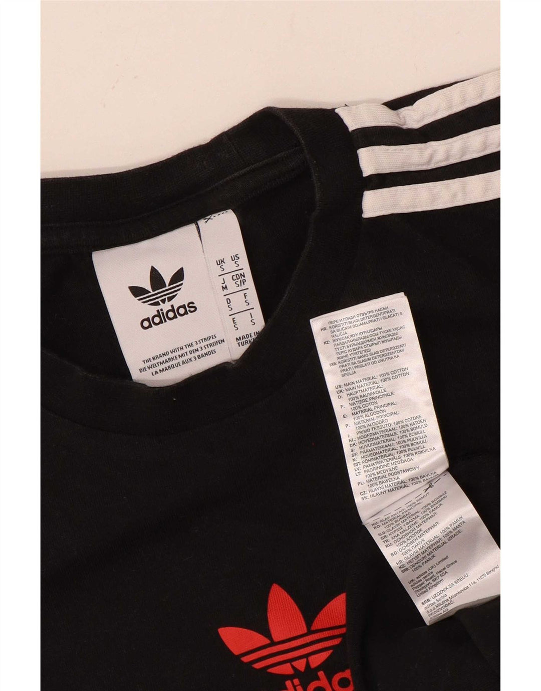 T-shirt grafica da uomo Adidas Top piccola in cotone nero