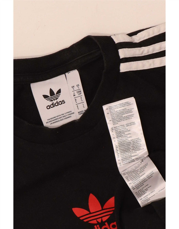 T-shirt grafica da uomo Adidas Top piccola in cotone nero