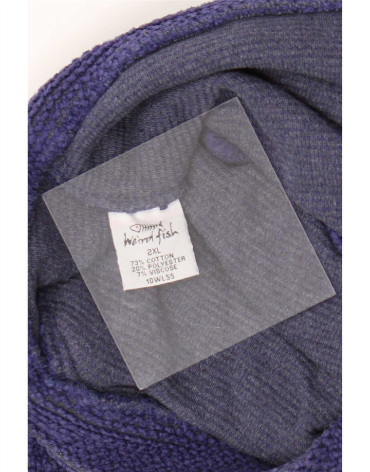 Felpa con collo con zip da uomo Weird Fish 2XL cotone viola