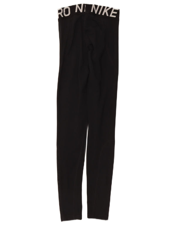 Nike Womens Dri Fit Graphic Leggings UK 4 XS  Black Polyester