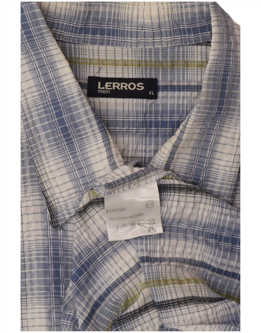 Camicia da uomo a maniche corte Regular Fit Lerros XL in cotone a quadri blu