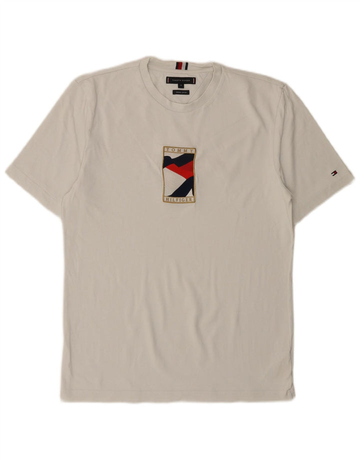 TOMMY HILFIGER T-shirt grafica da uomo Top in cotone bianco medio