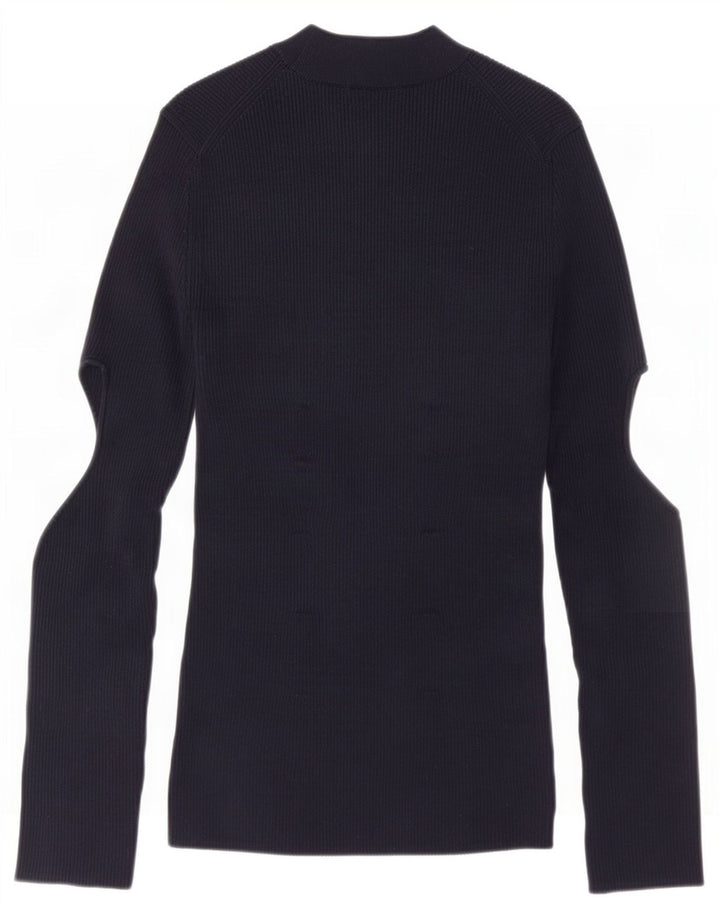 Maglione maglione collo alto da donna Cos UK 12 Cotone medio blu navy