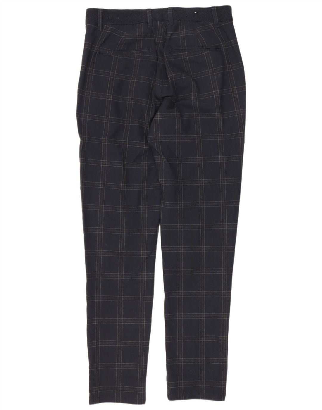 Pantaloni chino slim da uomo Zara piccoli W30 L29 poliestere a quadri blu navy