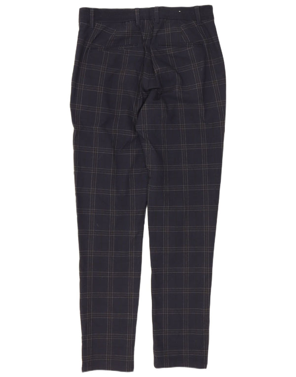 Pantaloni chino slim da uomo Zara piccoli W30 L29 poliestere a quadri blu navy