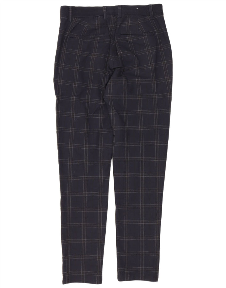 Pantaloni chino slim da uomo Zara piccoli W30 L29 poliestere a quadri blu navy
