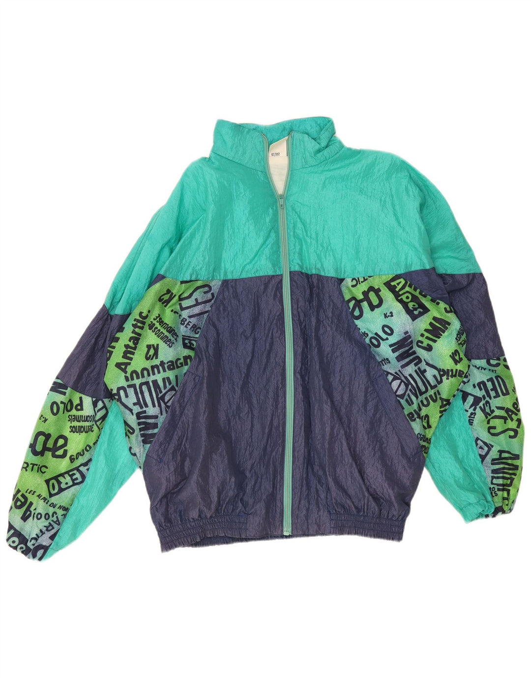 Giacca da ginnastica oversize da uomo vintage XL color block blu navy