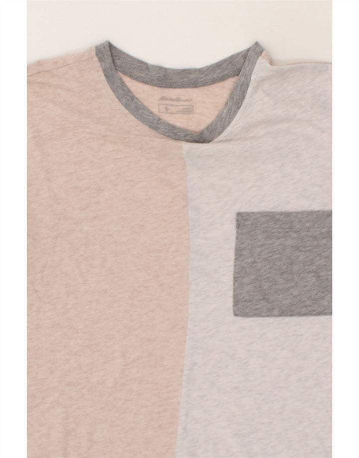 EDDIE BAUER Mens T-Shirt Top Small Grey Colourblock Cotton Vintage Eddie Bauer and Second-Hand Eddie Bauer from Messina Hembry 