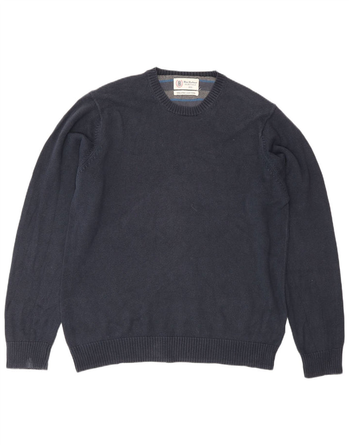 Maglione maglione girocollo da uomo Marks & Spencer cotone medio blu navy
