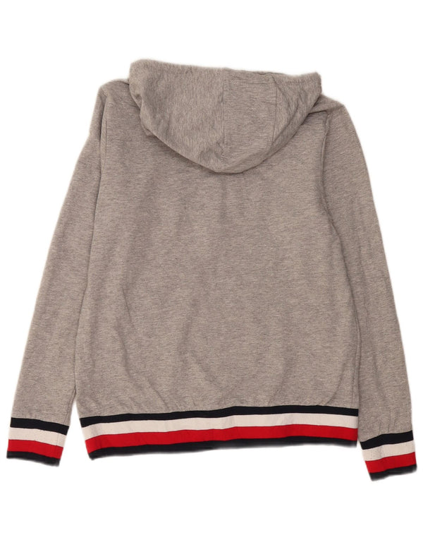 TOMMY HILFIGER Felpa con cappuccio grafica da donna UK 10 Small Grey Flecked