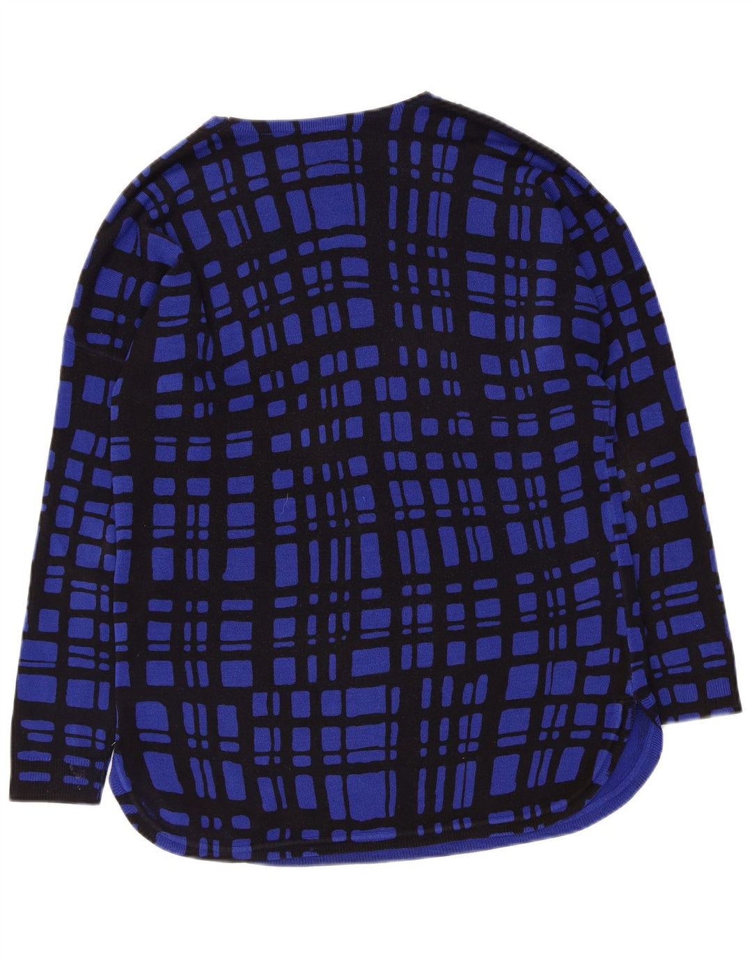 MARKS & SPENCER Maglione da donna con scollo a barca UK 12 Check blu medio