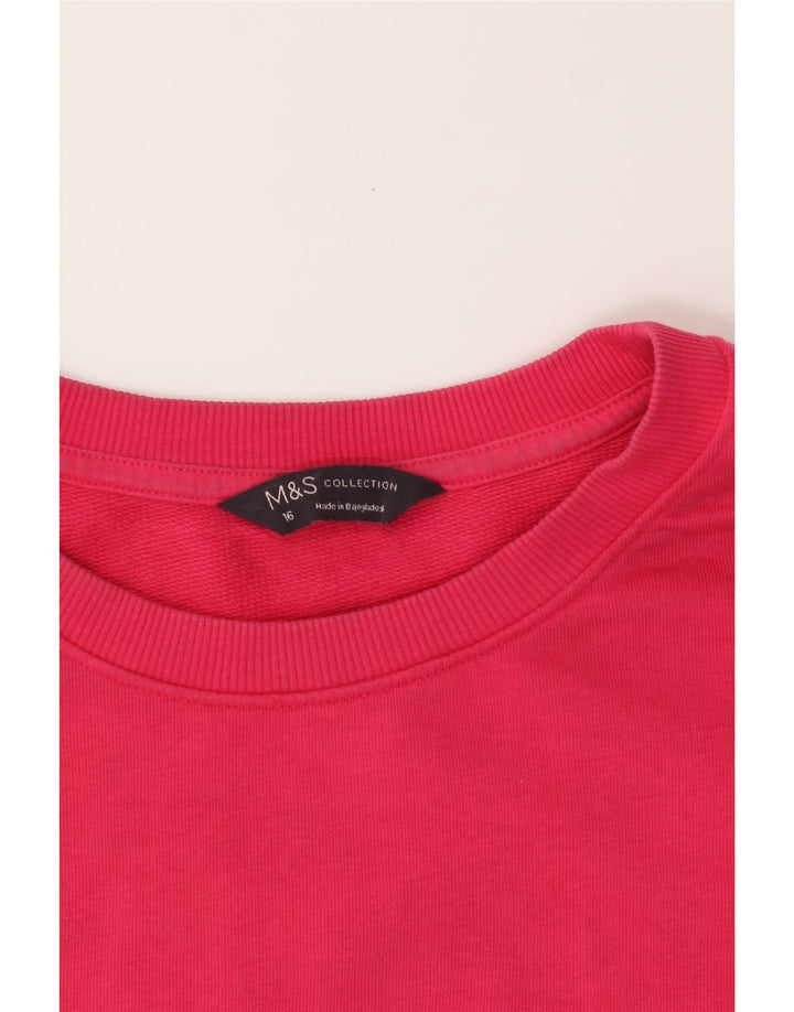 MARKS & SPENCER Womens Sweatshirt Jumper UK 16 Large Pink Cotton Vintage Marks & Spencer and Second-Hand Marks & Spencer from Messina Hembry 