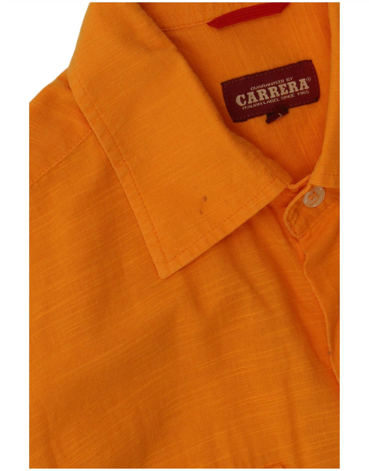 Camicia a maniche corte da uomo Carrera grande in cotone screziato arancione