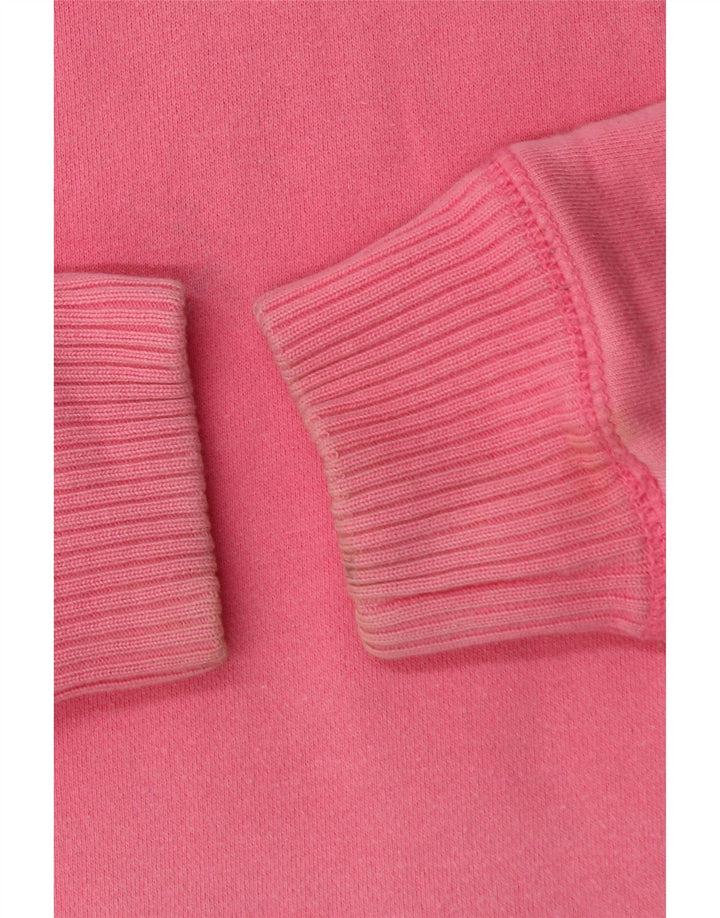 JACK WILLS Felpa con cappuccio grafica da donna UK 12 Cotone rosa medio