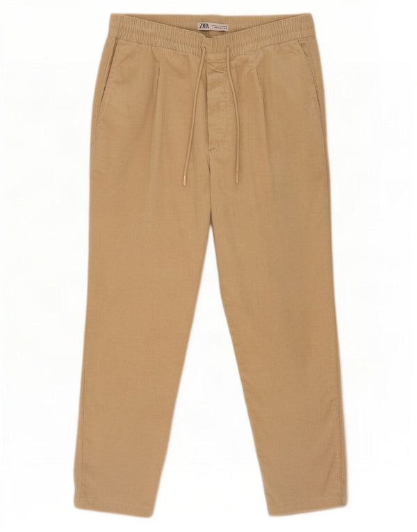 Pantaloni Zara da uomo in velluto a coste affusolati XL W34 L28 Beige