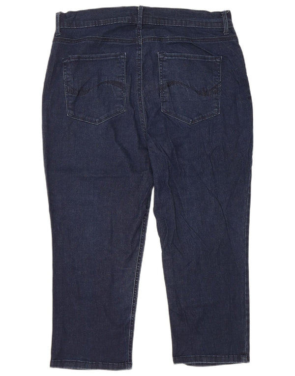 Jeans Capri a vita alta da donna LEE Easy Fit US 16 2XL W34 L21 Blu Navy