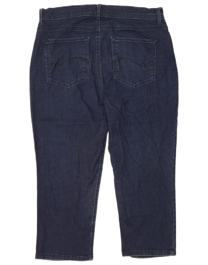 Jeans Capri a vita alta da donna LEE Easy Fit US 16 2XL W34 L21 Blu Navy