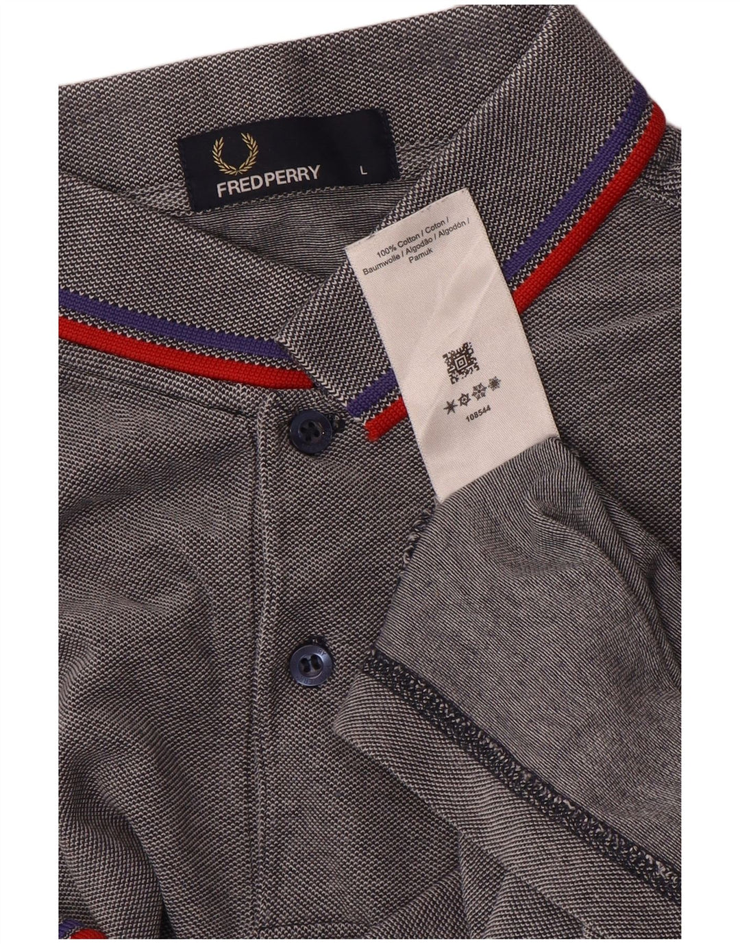Polo da uomo Fred Perry grande in cotone a righe grigie