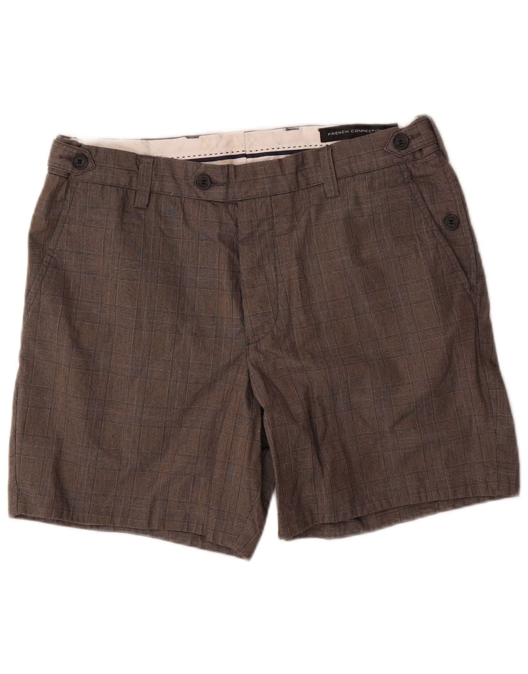 Pantaloncini chino da uomo French Connection W34 cotone a quadri grigi grandi