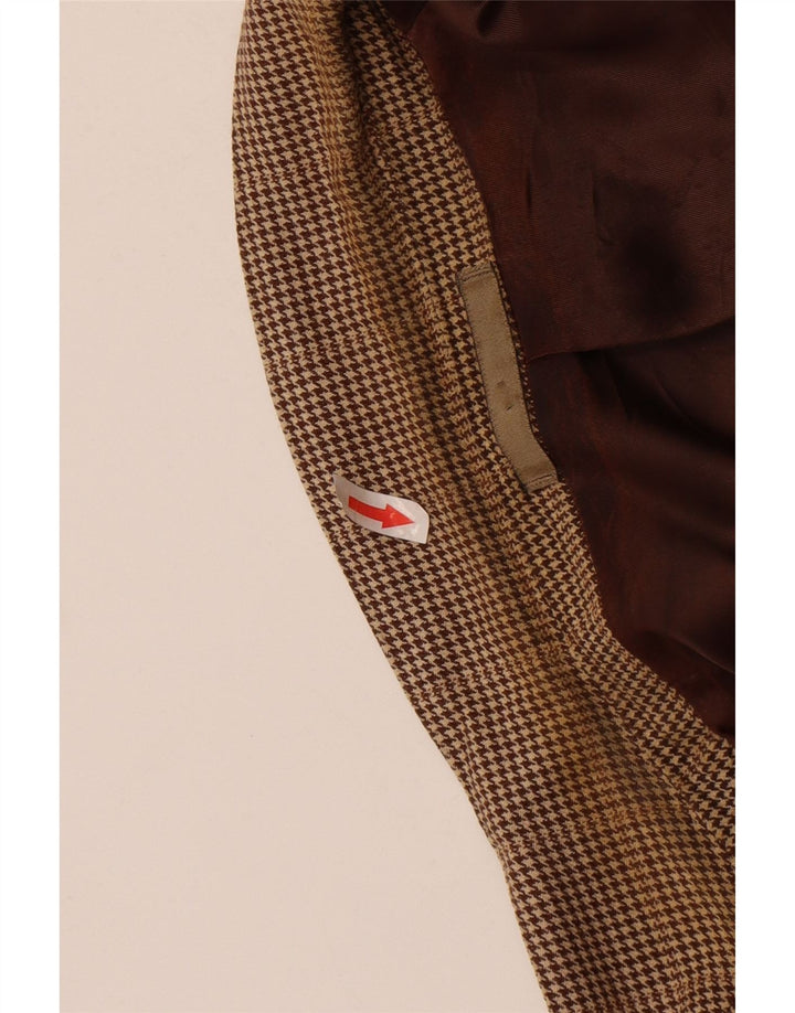 Giacca blazer da uomo a 2 bottoni Aquascutum UK 42 XL lana pied de poule marrone