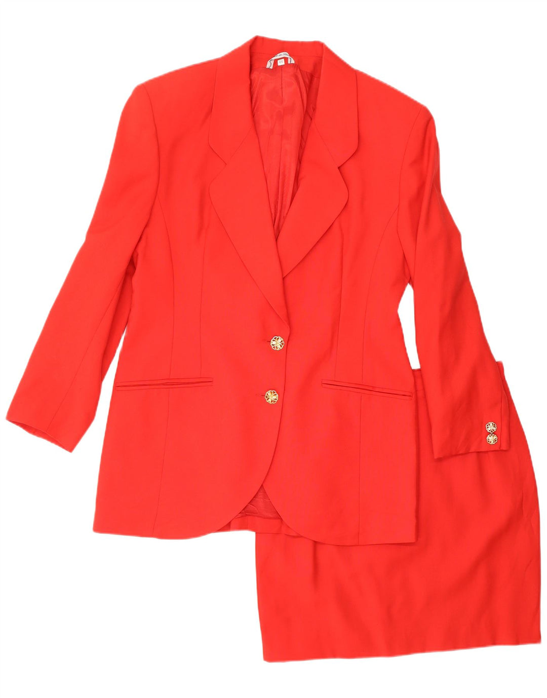 Set gonna da donna in 2 pezzi a 2 bottoni VINTAGE IT 44 medio W26 lana rossa