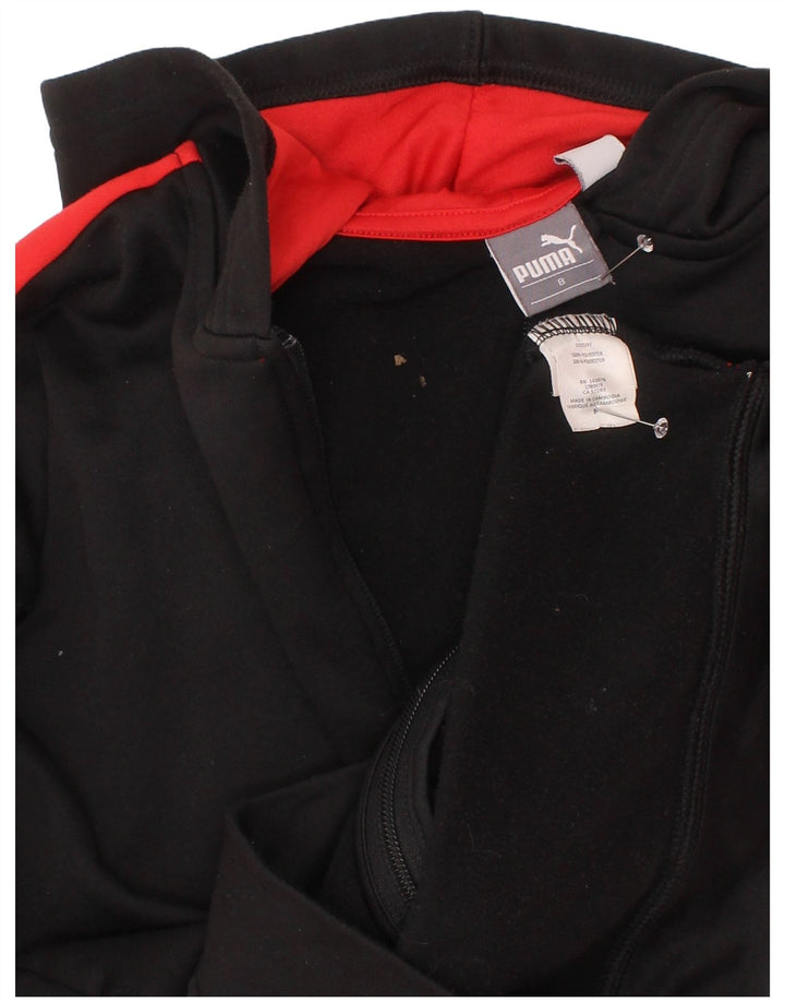 Felpa con cappuccio e zip da bambino Puma 7-8 anni in poliestere color block nero