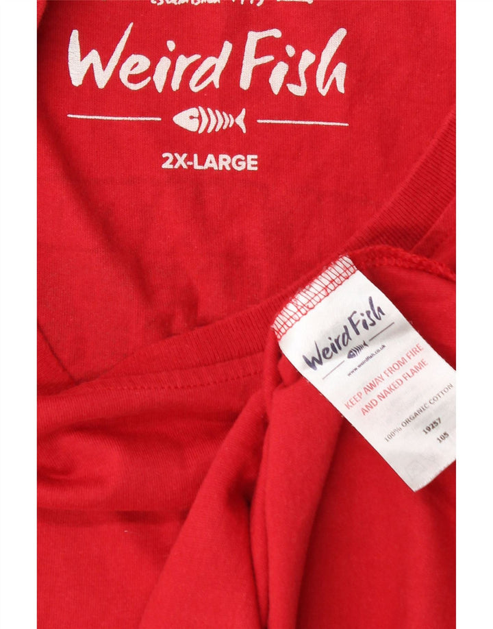 T-shirt grafica da uomo WEIRD FISH Top 2XL cotone rosso
