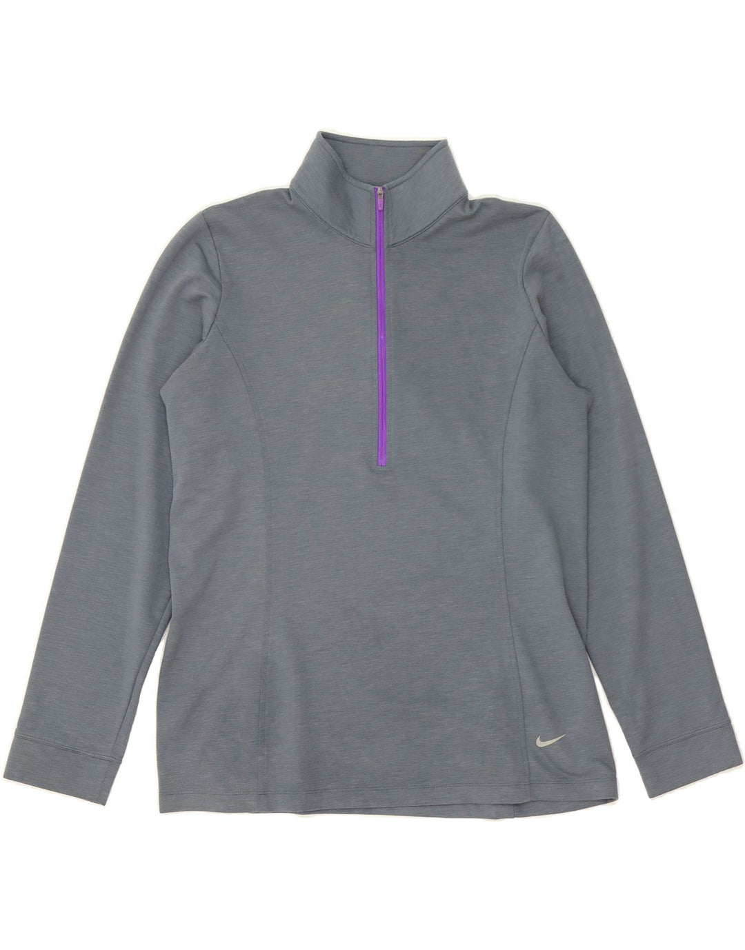 NIKE Womens Dri Fit Zip Neck Pullover Tracksuit Top UK 16 Large Grey Vintage Nike and Second-Hand Nike from Messina Hembry 