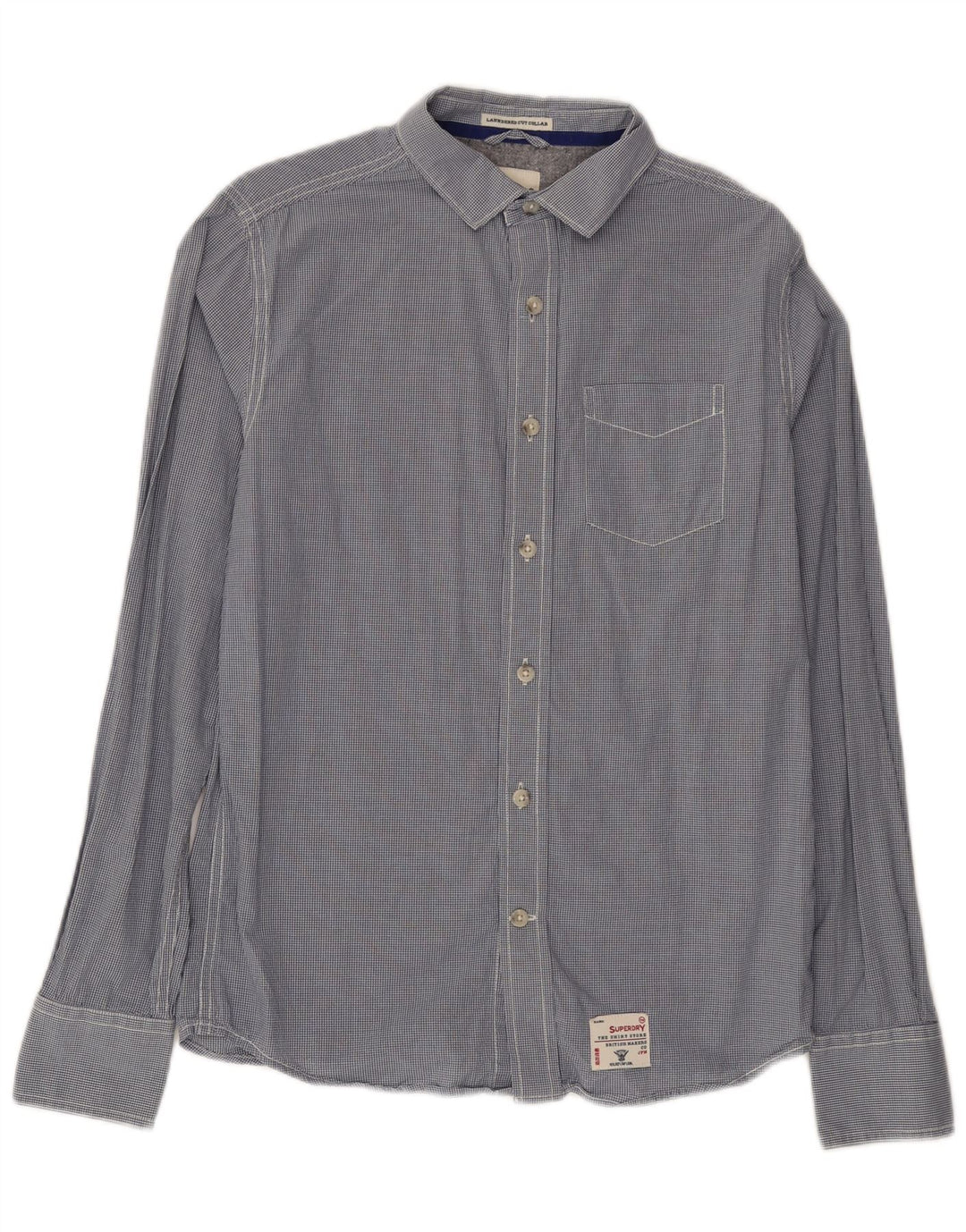 Camicia da uomo Superdry in cotone a quadretti blu navy medio