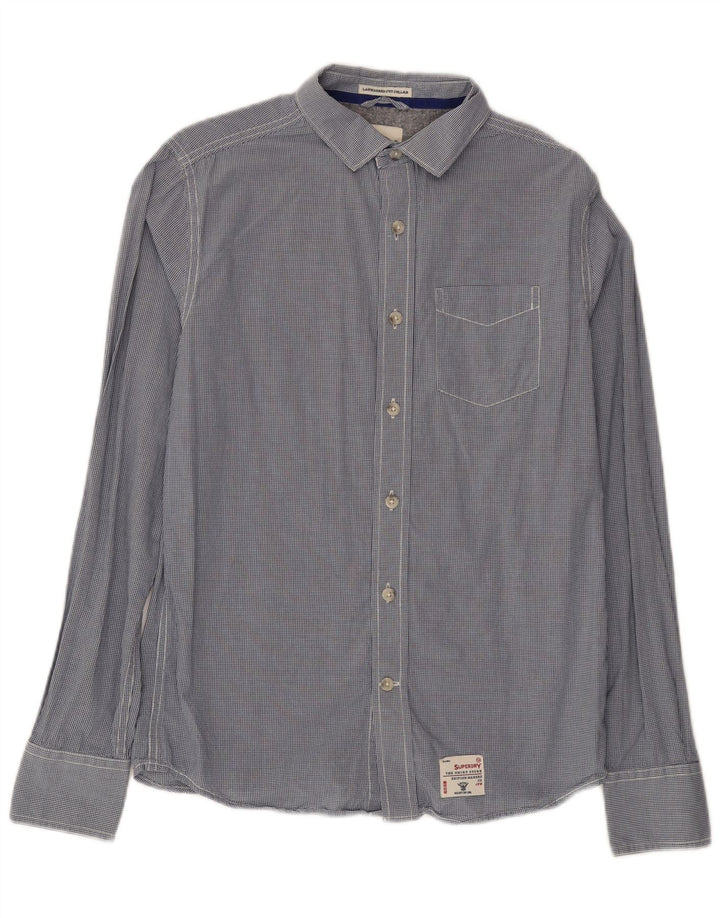Camicia da uomo Superdry in cotone a quadretti blu navy medio