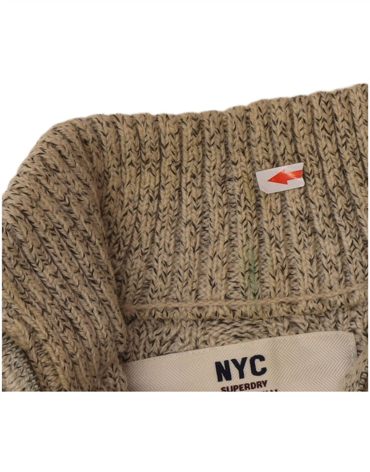 Maglione da uomo con collo con zip Superdry Acrilico chiazzato grigio medio