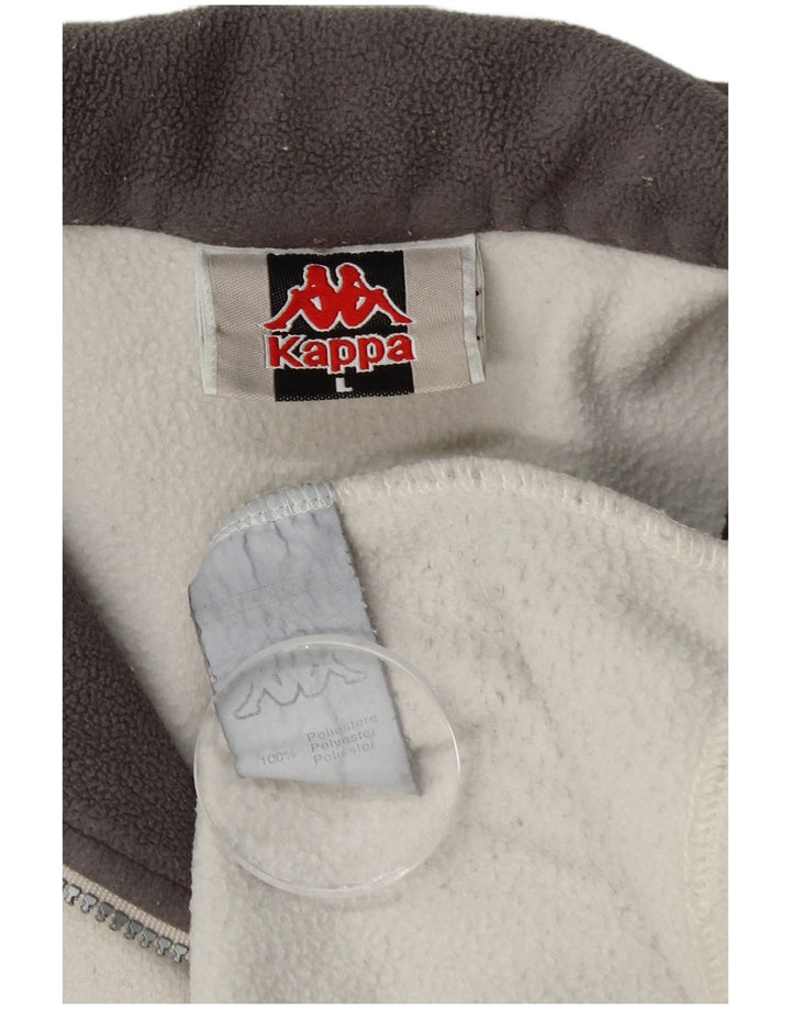 Maglione in pile Kappa da uomo con zip e collo, grande, in poliestere bianco sporco