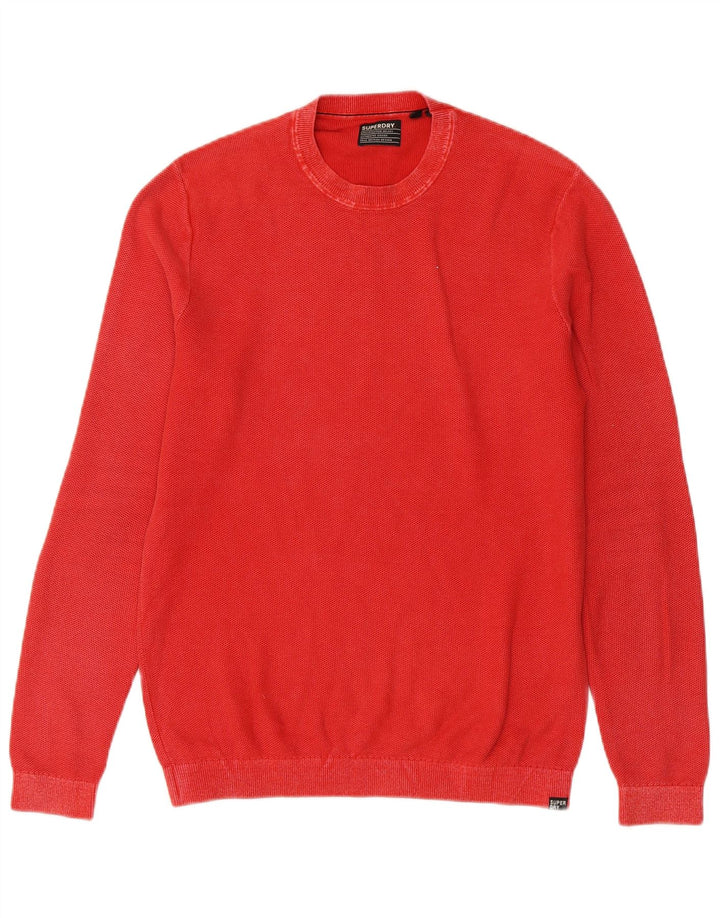 Maglione maglione girocollo da uomo Superdry in cotone rosso medio