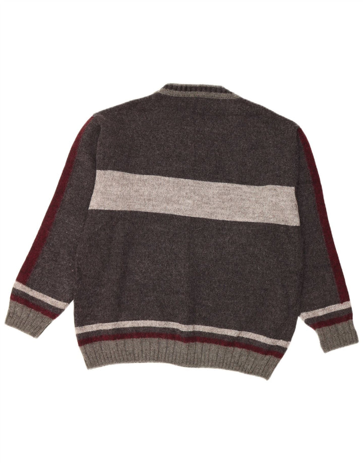 COMMANDER Maglione girocollo da uomo IT 52 Large Grigio Colourblock in lana