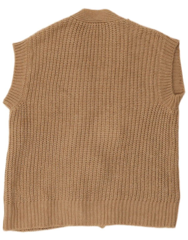 Maglione cardigan avvolgente a maniche corte oversize da donna Zara UK 10 piccolo Beige