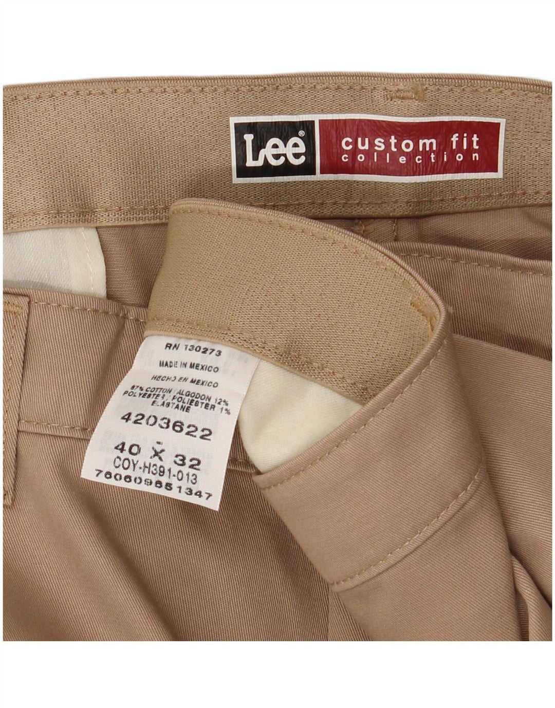 Pantaloni chino dritti su misura da uomo LEE W40 L32 in cotone beige