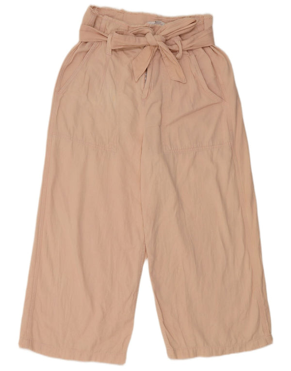 Pantaloni capri da donna a vita alta Topshop UK 12 medio W30 L21 cotone rosa