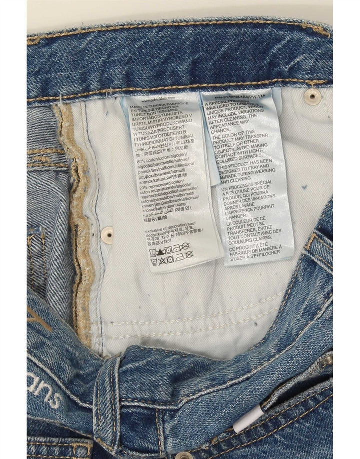Pantaloncini di jeans invecchiati da donna Calvin Klein W29 cotone blu medio