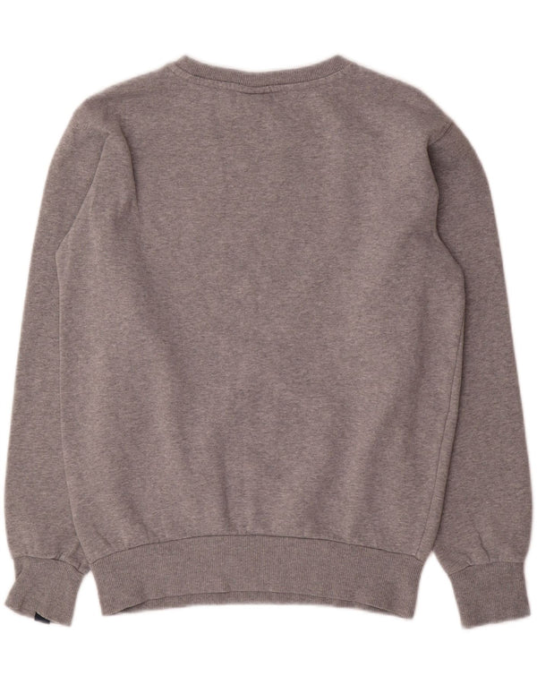 Felpa oversize con grafica da donna Ellesse, maglione UK 8, piccolo cotone grigio