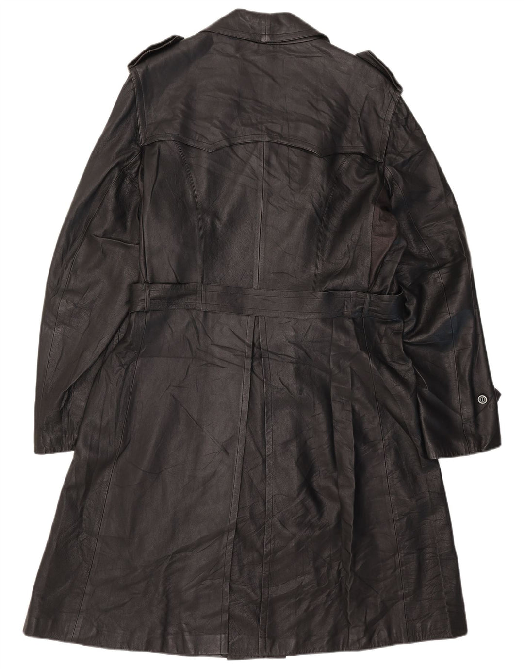 Cappotto doppiopetto in pelle da uomo vintage UK 38 medio nero
