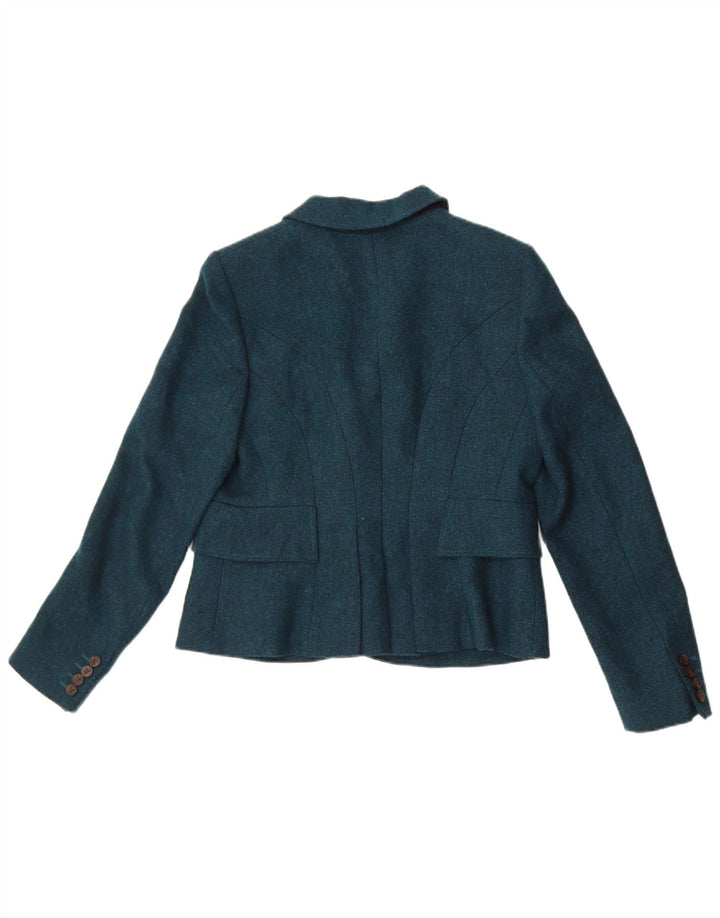 Giacca blazer a 3 bottoni da donna Hobbs UK 12 lana verde medio