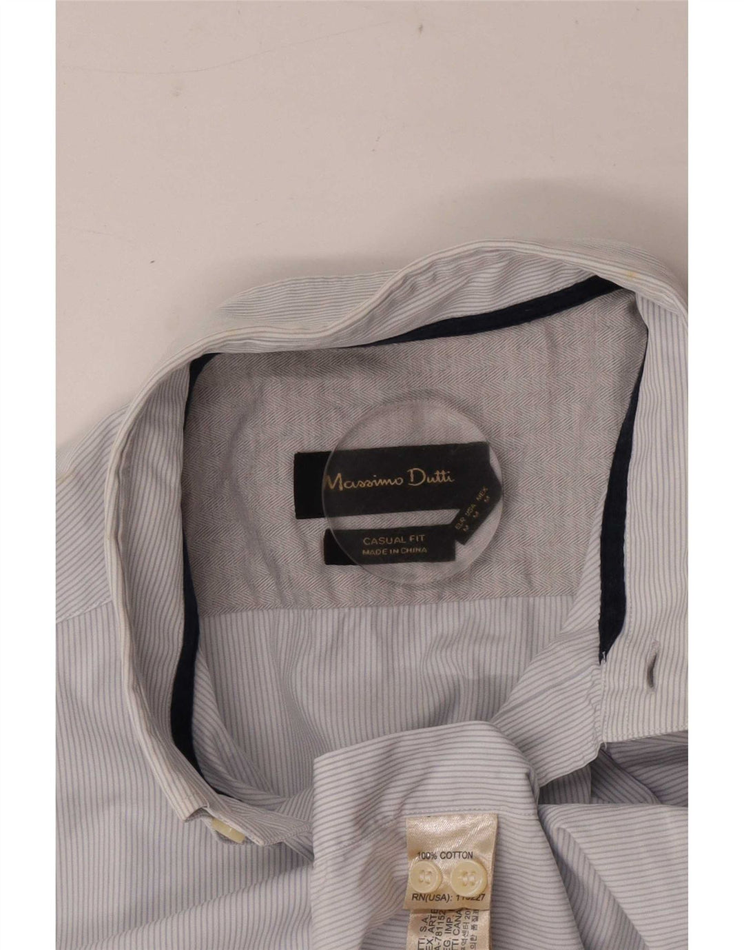 Camicia da uomo casual fit Massimo Dutti in cotone gessato blu medio