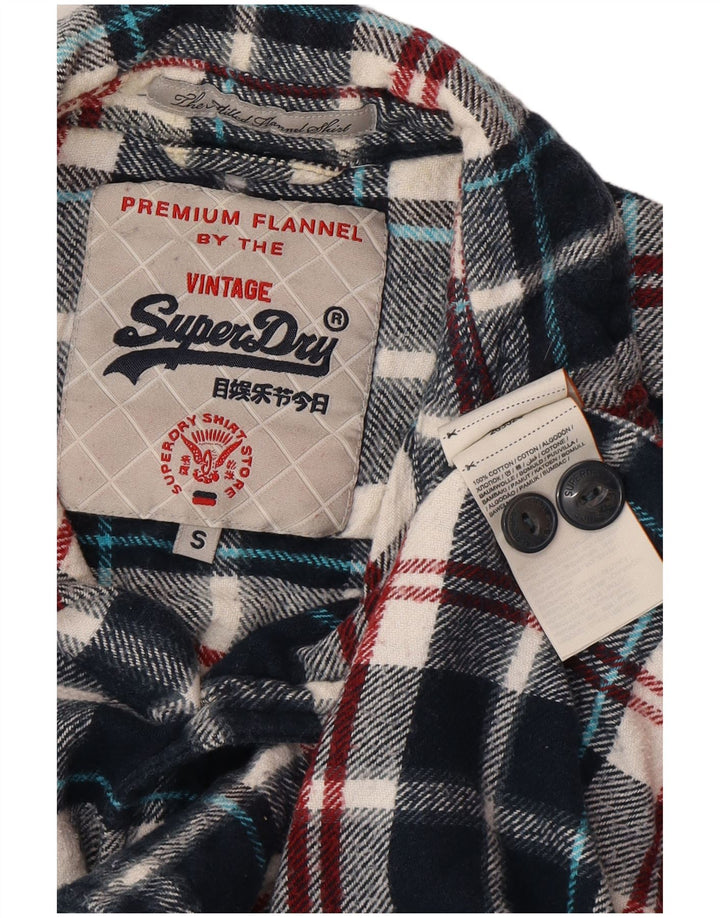 Camicia da uomo in flanella SUPERDRY piccola in cotone a quadri blu navy