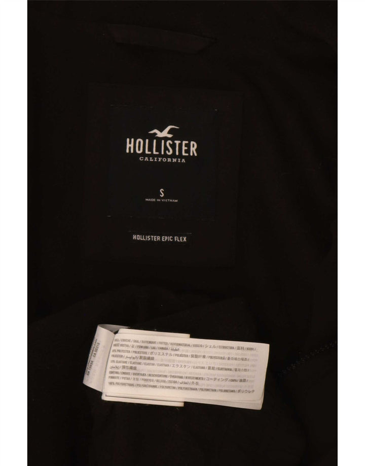 Giubbotto bomber con cappuccio grafico da uomo Hollister UK 36 piccolo poliestere nero