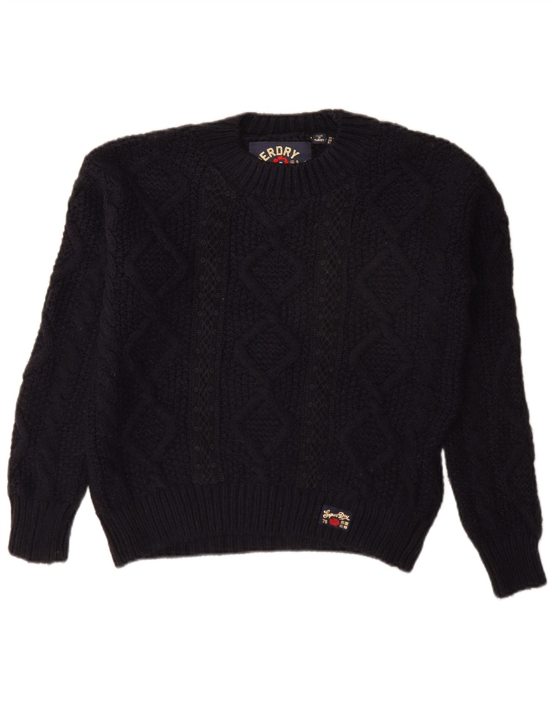 Maglione maglione oversize da donna con scollo a barca SUPERDRY UK 8 piccolo blu navy