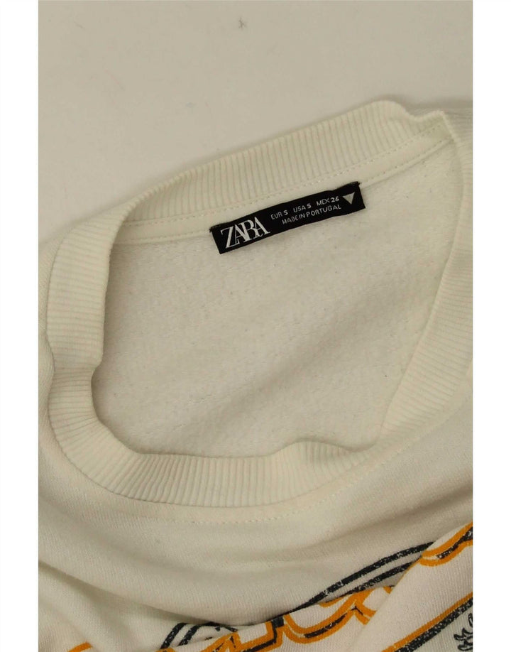 Felpa oversize grafica da donna Zara UK 10 piccola bianca